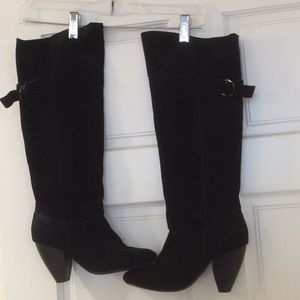 Urban Outfitters black suede knee high boots
